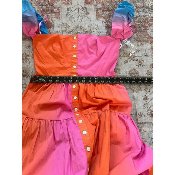 Staud Elio Dress in Hibiscus Multicolor Off The Shoulder Tiered Dress Size 2 NWT - Picture 6 of 9